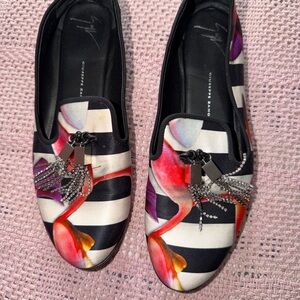 Giuseppe Zanotti Multicolor Striped Loafers with Tassel
